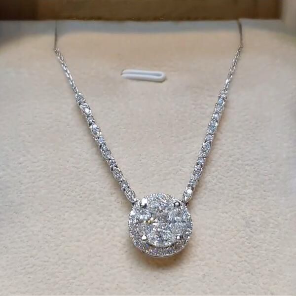 round cut diamond pendant necklace