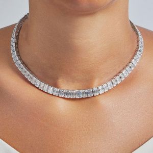 Emerald Cut Tennis Necklace