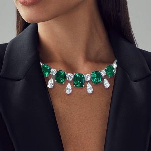 Cushion Cut Emerald Necklace