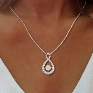 Created White Sapphire Round Cut Pendant Necklace For Women Next Jewelry