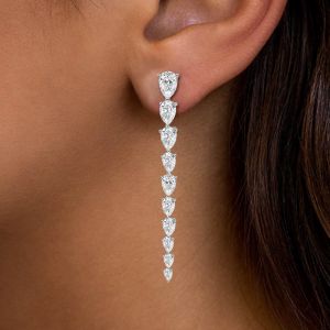 Created White Sapphire Graded Pear Cut Drop Earrings