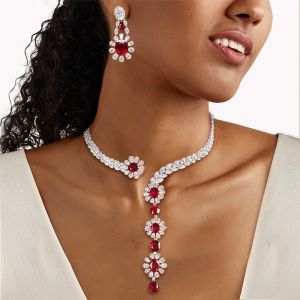 Ruby Pendant And Earrings Set