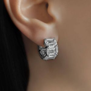 Emerald Cut Huggie Hoops Earrings