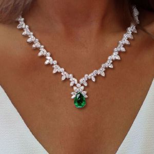 Pear & Marquise Cut Emerald Sapphire Necklace