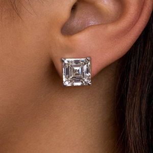 Solitaire Asscher Cut Stud Earrings