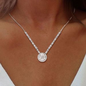 Classy Marquise & Round Cut Pendant Necklace