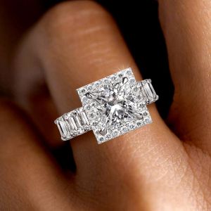 Halo Princess & Radiant Cut Eternity Engagement Ring