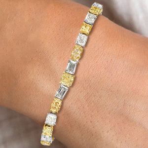 Two Tone Mixed Cut Yellow Sapphire Bracelet