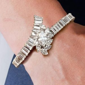 Marquise & Baguette Cut White Sapphire Bracelet