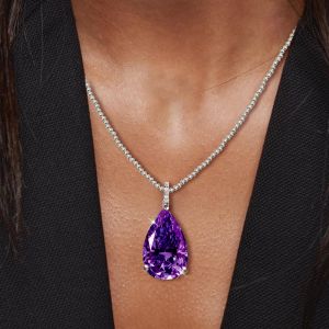 Pear Cut Amethyst Sapphire Pendant Necklace