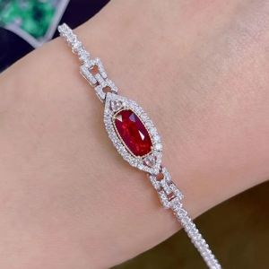 Two Tone Halo Cushion Cut Ruby Sapphire Bracelet