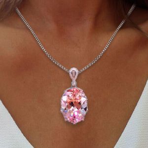 Brilliant Oval Cut Pink Sapphire Pendant Necklace