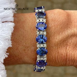 Oval & Round Cut Blue Tanzanite Bracelet