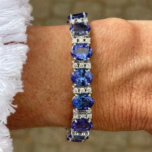 Oval & Round Cut Blue Tanzanite Bracelet For Women Next Jewelry