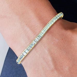 Goleden Asscher Cut White Sapphire Tennis Bracelet For Women 