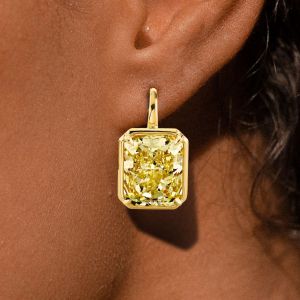 Classic Golden Radiant Cut Yellow Sapphire Drop Earrings