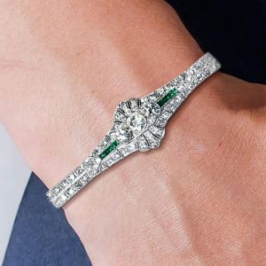 Art Deco Round Cut White Sapphire Bracelet