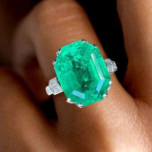 Emerald & Baguette Cut Emerald Sapphire Engagement Ring For Women Next Jewelry