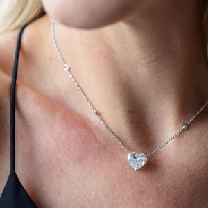 Classic Solitaire Heart Cut White Sapphire Pendant Necklace For Women