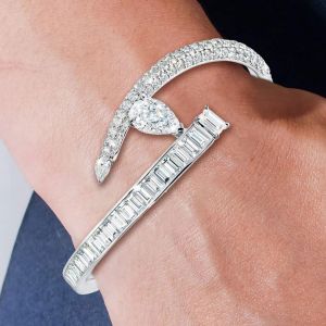 Unique Pear & Baguette Cut White Sapphire Bangle Bracelet For Women Next Jewelry