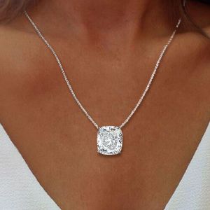 Classic Cushion Cut White Sapphire Pendant Necklace