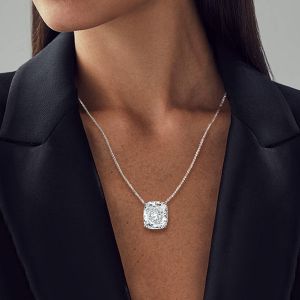 Classic Cushion Cut White Sapphire Pendant Necklace