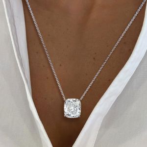 Classic Cushion Cut White Sapphire Pendant Necklace