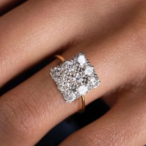 Elegant Two Tone Round Cut White Sapphire Engagement Ring For Women 