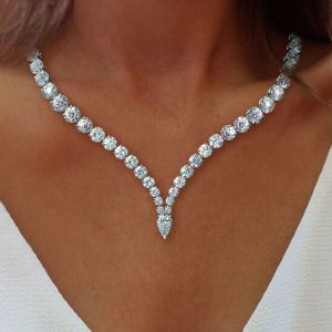 Classic Pear Cut White Sapphire Tennis Wedding Necklace Women's Jewelry Next Jewelry