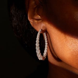 Stunning Round Cut White Sapphire Hoop Earrings For Women  