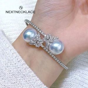 Elegant Marquise Cut Pearl Bangle For Women