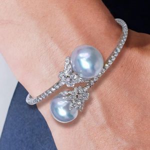 Elegant Marquise Cut Pearl Bangle For Women  