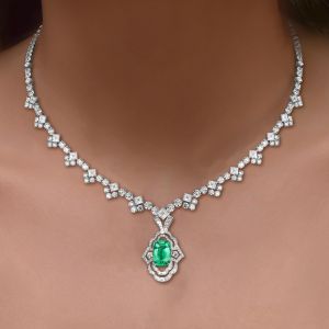 Cushion Cut Emerald Sapphire Pendant Necklace For Women Next Jewelry