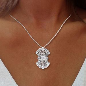 Unique Baguette Cut White Sapphire Pendant Necklace For Women