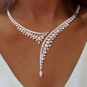 Open Design Marquise Cut White Sapphire Pendant Necklace For Women