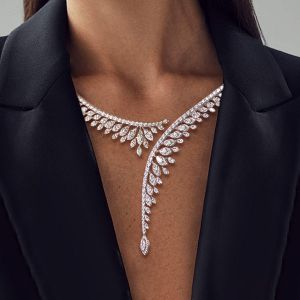 Open Design Marquise Cut White Sapphire Pendant Necklace For Women