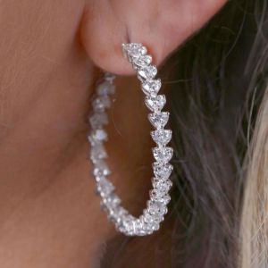 Classic Heart Cut White Sapphire Hoop Earrings For Women Next Jewelry