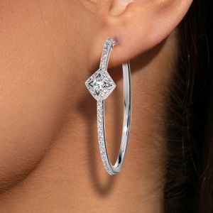 Classic Round Cut White Sapphire Hoop Earrings For Women