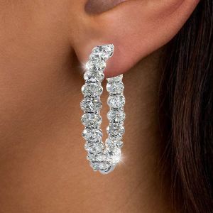 Classic Oval Cut White Sapphire Hoop Earrings For Women Next Jewelry