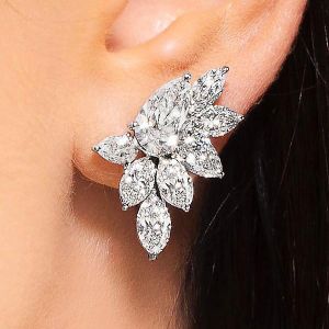 Cluster Design Pear Cut White Sapphire Stud Earrings For Women Next Jewelry