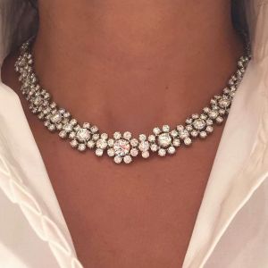 Next Jewelry Halo Round Cut White Sapphire Necklace Tennis Necklace For Women