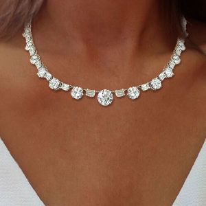 Next Jewelry Round Cut White Sapphire Necklace Tennis Necklace For Women