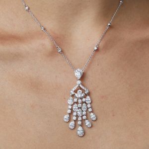 Fashion Pear Cut White Sapphire Pendant Necklace For Women