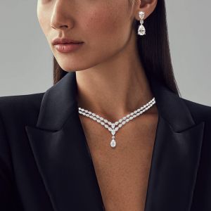 Pear Cut White Sapphire Necklace & Earrings Set For Women Next Jewelry