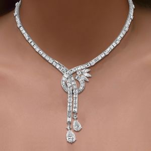 Classic Pear Cut White Sapphire Lariat Necklace For Women Next Jewelry