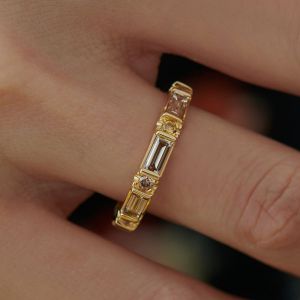 Gold Baguette Cut White Sapphire Jewelry Wedding Band For Women Next Jewelry