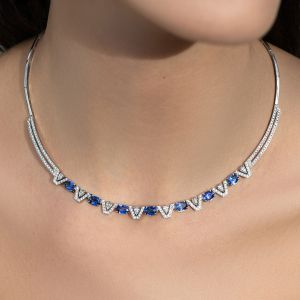 Oval Cut Blue Sapphire Jewelry Necklace For Women Next Jewelry