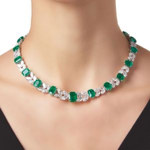 Emerald Cut Emerald Sapphire Jewelry Tennis Necklace For Women Next Jewelry