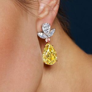 Two Tone Pear Cut Yellow Sapphire Drop Earrings For Women Next Jewelry