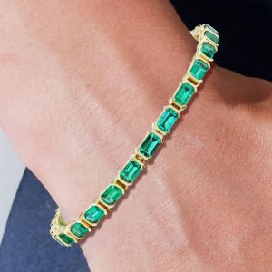 Golden Emerald Cut Emerald Sapphire Jewelry Tennis Bracelet For Women Next Jewelry